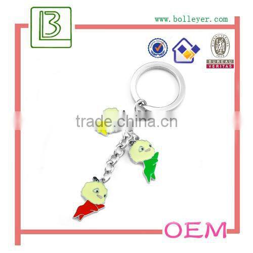 custom metal alloy silver tone enamel cartoon figure keychain