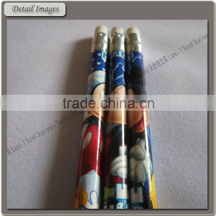 Custom Printed Natural Wood HB Lead Rubber Pencils