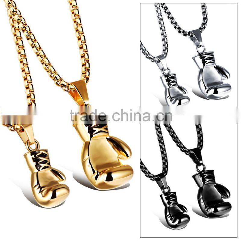 2016 New Technology Mens Black Boxing Gloves Antique Necklace