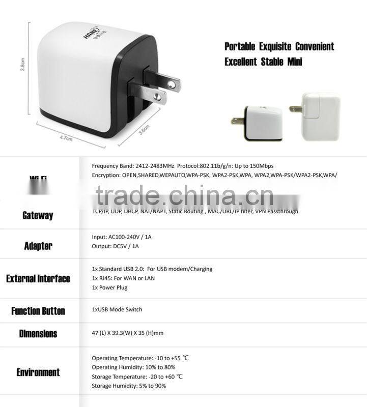 New wifi router wireless N wifi repeater with power charging adapter