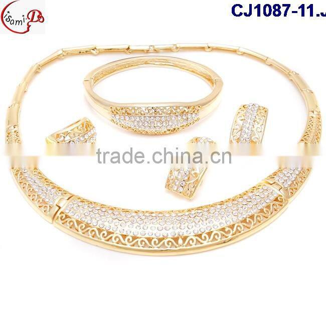 CJ1087 gold Latest italian fashion top high quality various design Jewelry with rhinestone matching dress for party/wedding