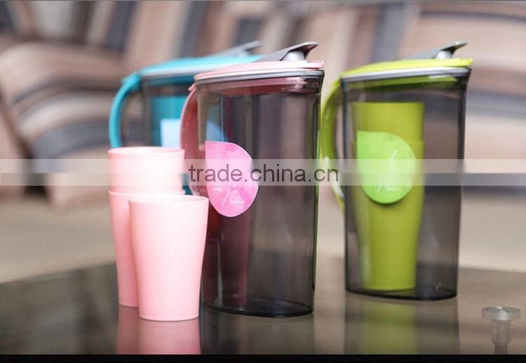 Wholease plastic pitcher with lid for juice milk water fruit tea