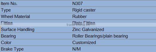 Solid Iron Core Rubber Industrial Carts' Castor Wheels N307