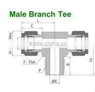 Male Branch Tee, compression tube fitting