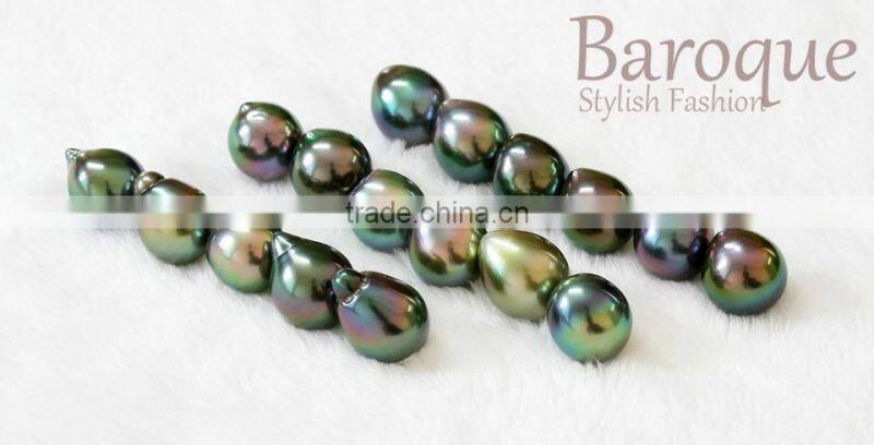 Wholesale Price Baroque Iregular 9-11mm Big Size Peacock Green Tahitian women bracelet pearl