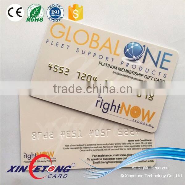 85.5X54mm ISO Standard Size PVC Business Card with Embossing Number