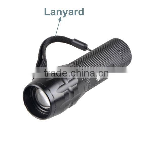 3W XPE Zoomable Ultra Bright Rechargeable Aluminium LED Torch Light Police Flashlight