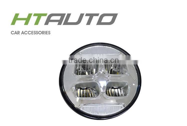 HTAUTO 7" 40W 10-30V Round Hi/Lo Beam Motorcycle Headlight Lamp For Wrangler Jeep Led Driving Offroad Light