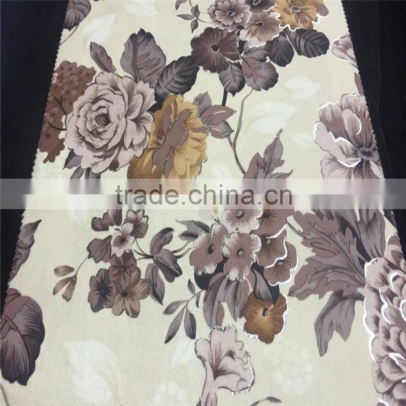 silver velvet paper printing on FDY for sofa textile china wholesale