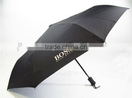 Brand Umbrellas Rain leather Handle 8 Rib high Quantity Black For Men High Quality Three Folding Umbrella