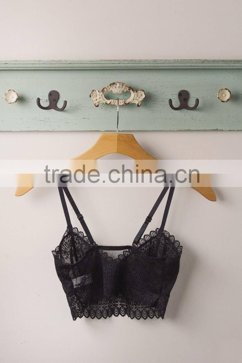 90% Viscose Deep Red Sheer Lace Cami Bra Sale