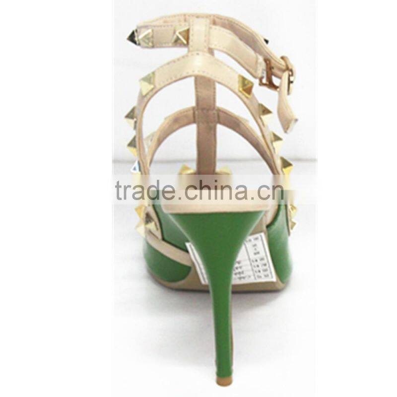 2015 new design girls fashion green sandal
