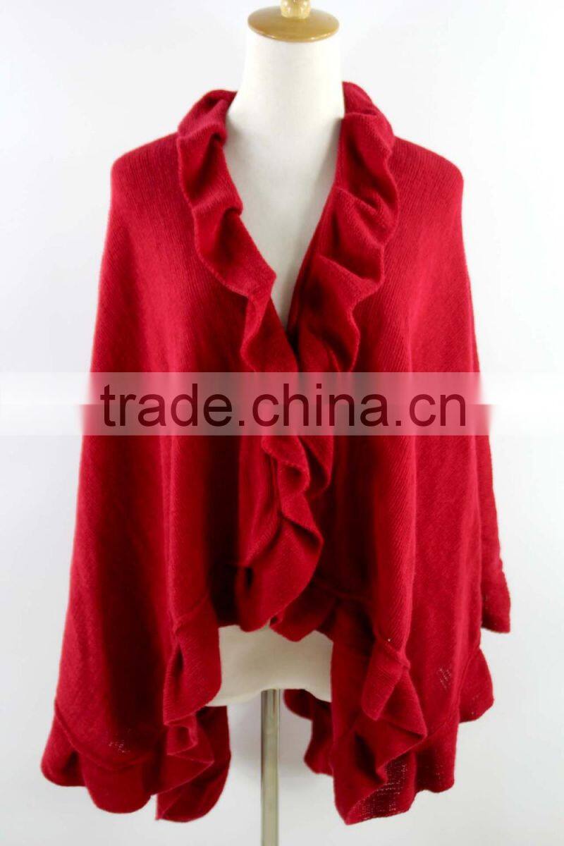 winter women capes cashmere knitted poncho shawl with flower fringe