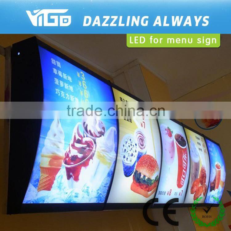 slim led menu light box for restaurant