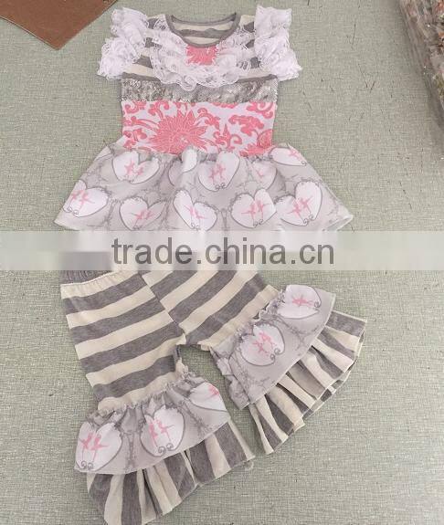 2016 wholesale 100% cotton material girls boutique summer clothing