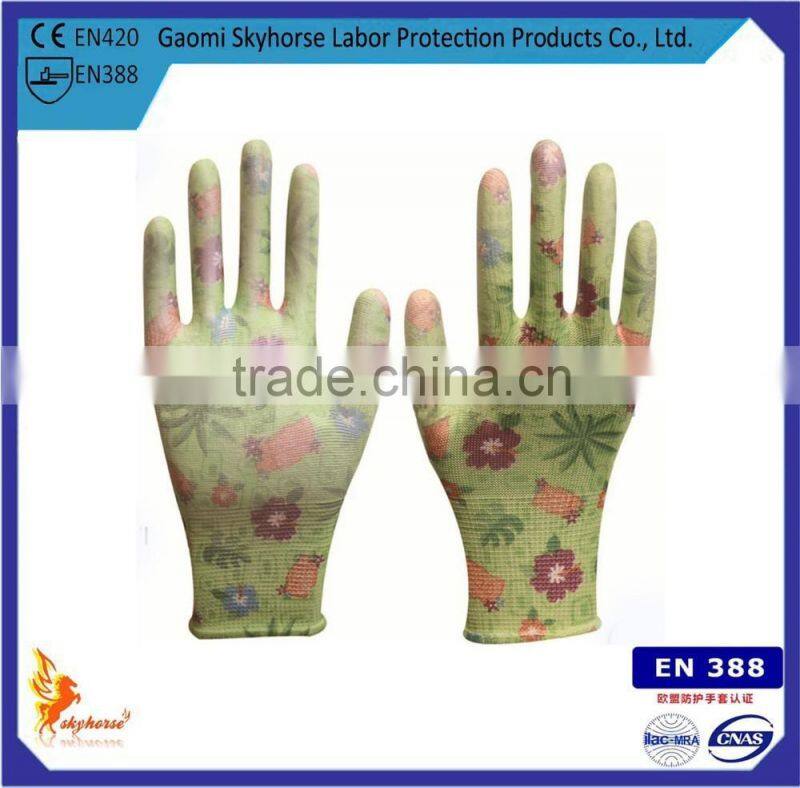 13G Nylon Liner PU Coated Women's Gardening Gloves
