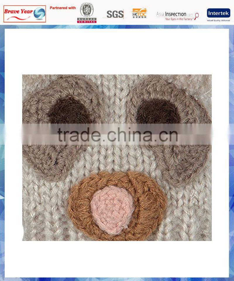 teenage girls novelty bear capped mitten acrylic knitted gloves