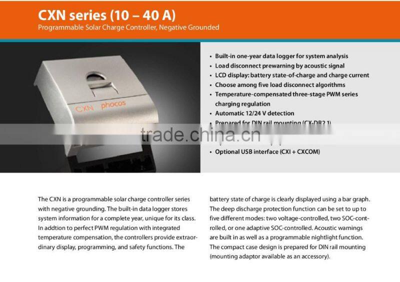 Phocos Industrial IP22 PWM CXN10/20/40A Solar Charge Controller