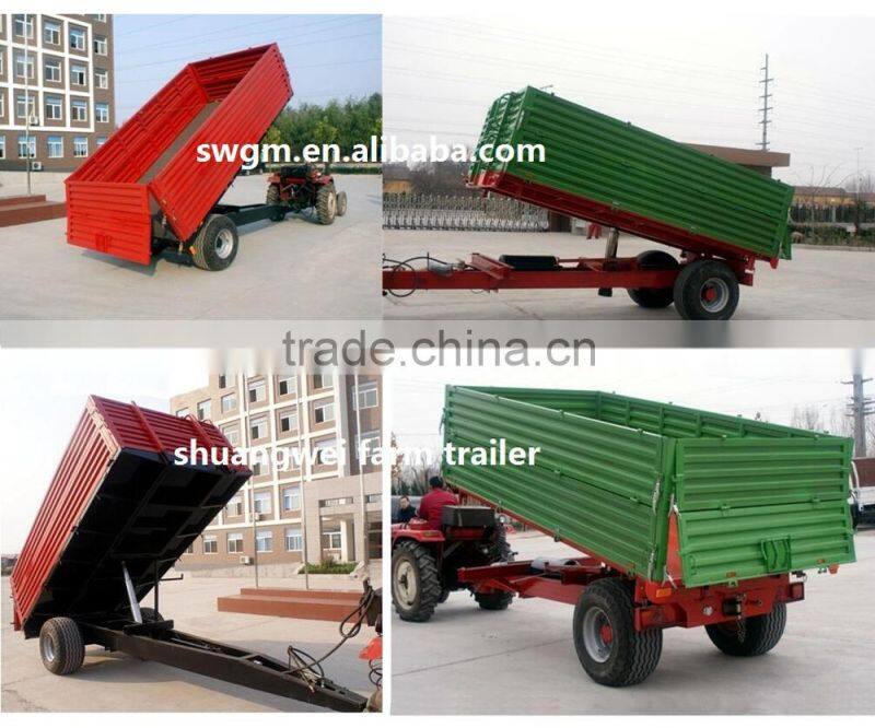 Tanzania hot selling 7CX-5T 5 ton Hydraulic Tipping Trailer for 50-75HP tractor