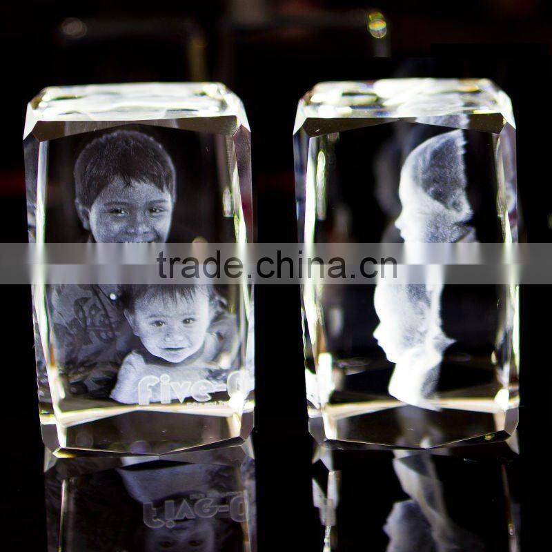 rectangle crystal laser wedding couple memorabilia (R-1390)