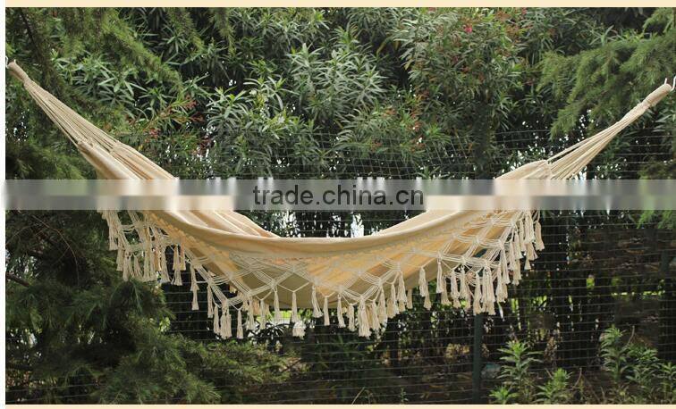 Wholesale Cheap Custom Linen Cotton Camping Outdoor Hammock with Macrame