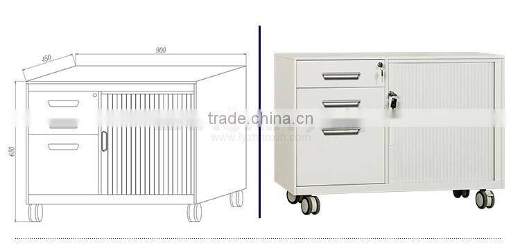 3 drawer file cabinet on wheels tambour door mobile caddy steel waterproof filing cabinet