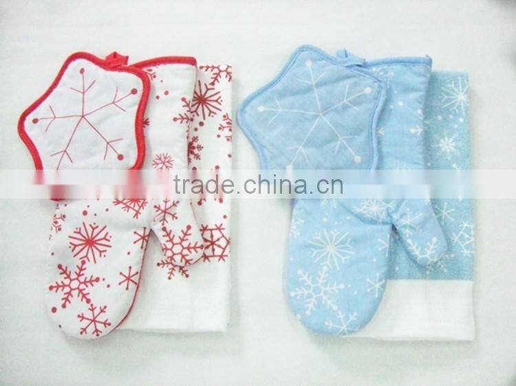 printed cotton kitchen towel set pot holder oven mitten alibaba china supplier christmas kitchen set