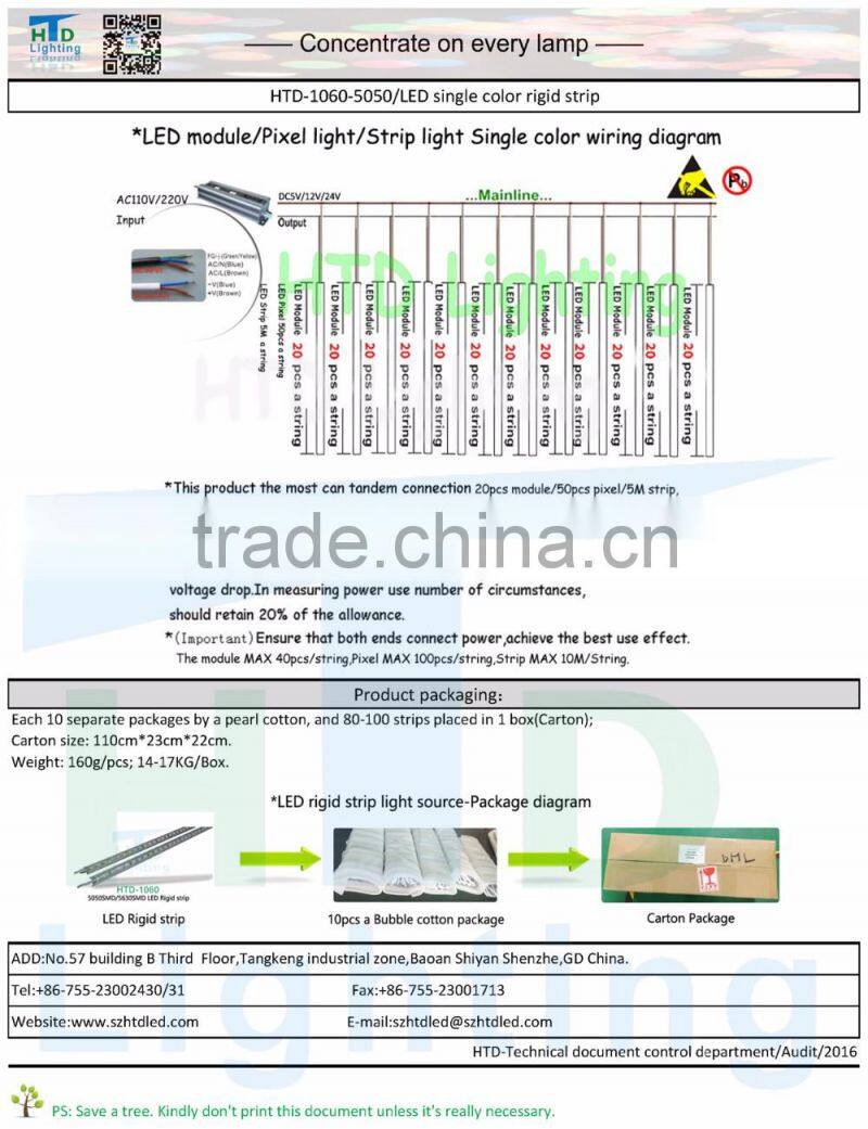 Waterproof 100cm 60LEDS SMD 5050 Rigid led strip