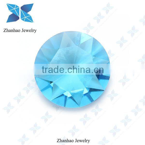 Synthetic rough aquamarine glass round stone