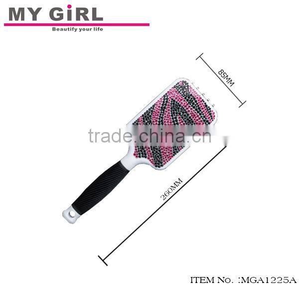 m MY GIRL top quality magic hair brush zebra type bling crystal resin hair brush beautiful star hair straightener comb