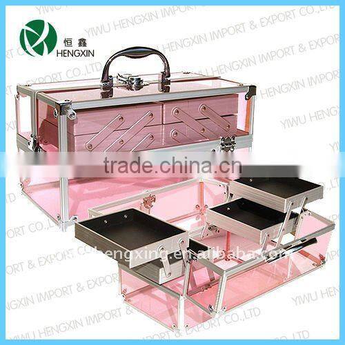 Acrylic cosmetic display makeup vanity case,transparent beauty case