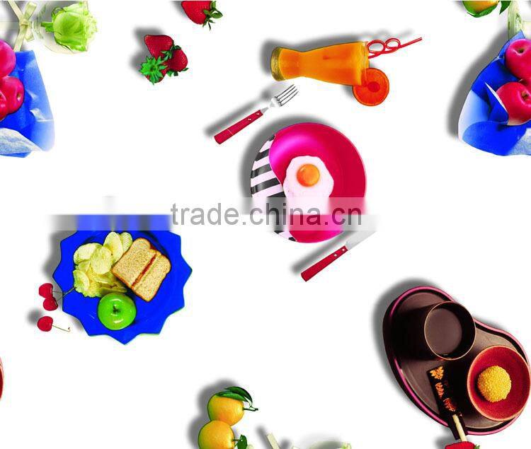 2015 Newest printed design oriental tablecloth with lace/waved/straight edge