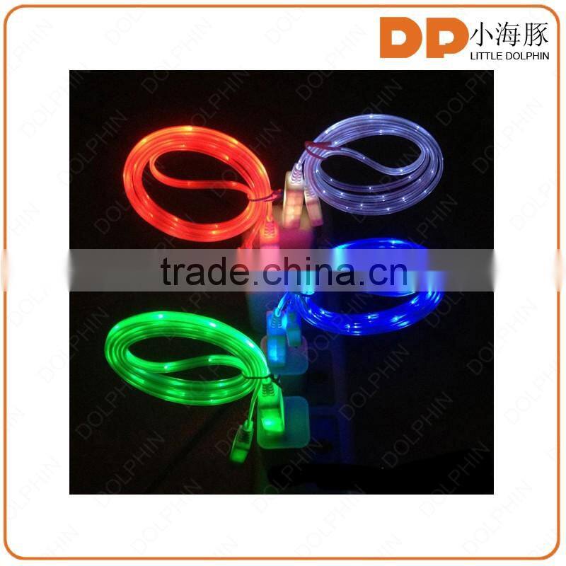 new premium color changing 2.0 gold plated sync data cable glowing LED charger charging cable for android