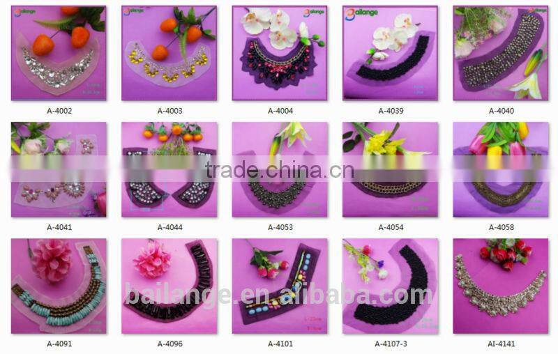 2015 wholesale fashion crystal beaded collar neck trim for garment accessory