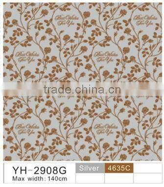 YH-2908 Embossed tablecloth with non-woven/fannel backing (golden/silver grounding)