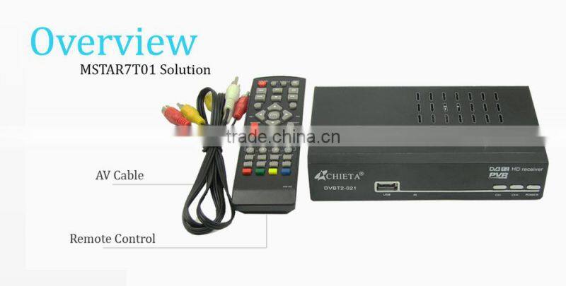 Remote Control Multi-function Digital Terrestrial TV Receiver Set Top Box DVB-T2 MPEG2&MPEG4 Decoder