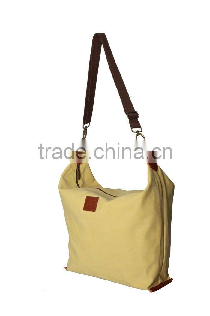 100% factory Fashion Design Canvas Shoulder Bag With Leather Brand woman handbags