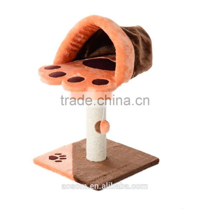 Pawhut Cat Tree Scratching Post-Beige/Light Brown