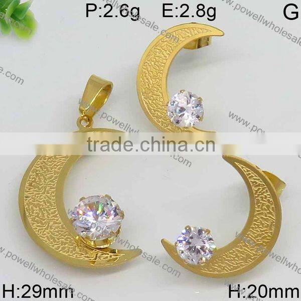 Hot gold color 22k gold stainless steel jewelry set china wholesale