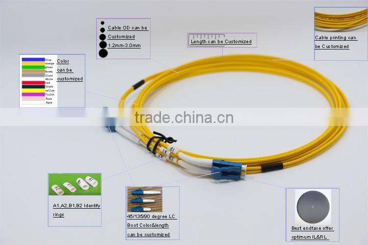 High quality China-made LC -LC SM Duplex Fiber optic patch cord