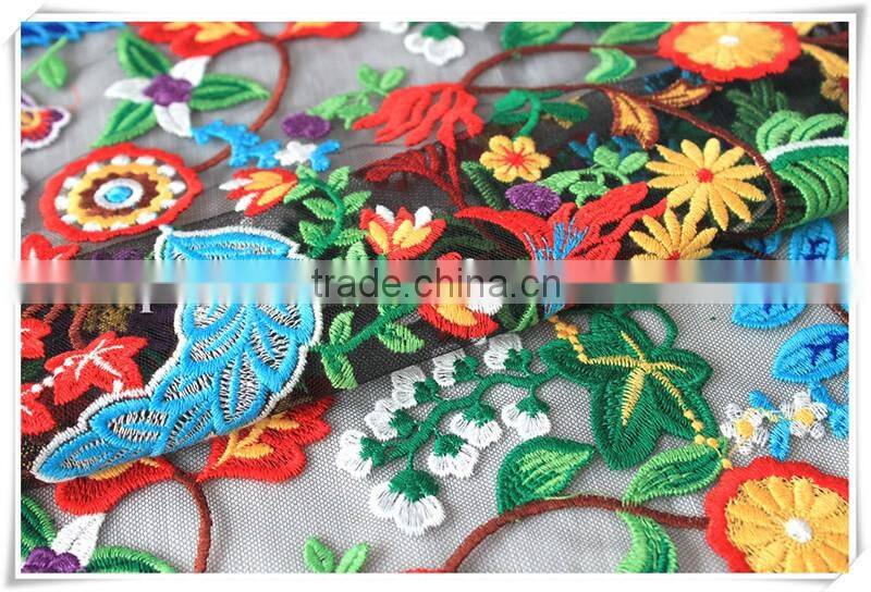New arrival Ethnic Fashion Allover colorful african embroidered fabric for clothing