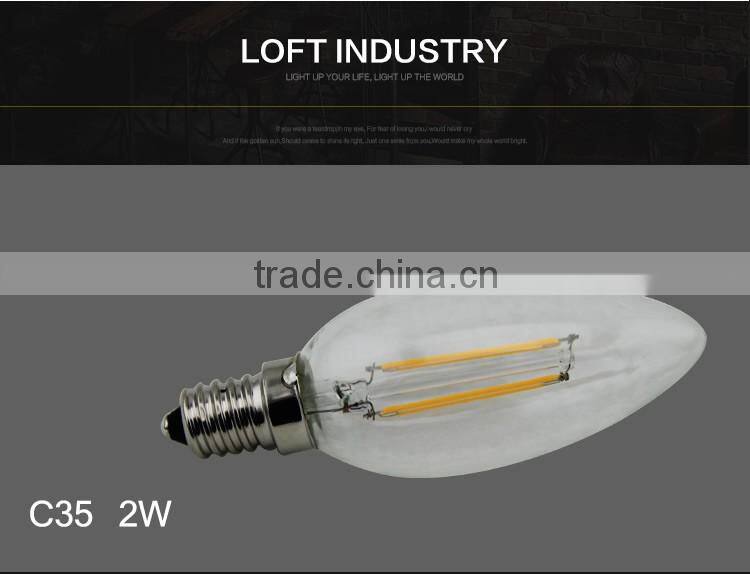 2014 NEW Product vintage lighting style 2W 4W E27 C35 LED Filament bulb