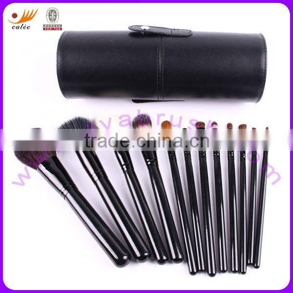 Shiny Black Professional Makeup Brush Set with Cylinder Bag