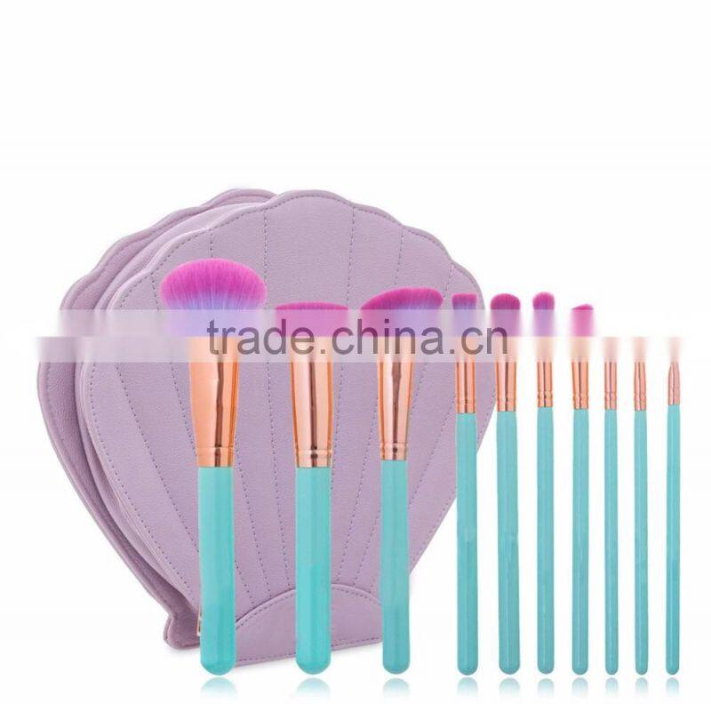 Manufacturers China Purple Wood Handle Small Makeup Brush Set 10Pcs Cosmetic Burshes