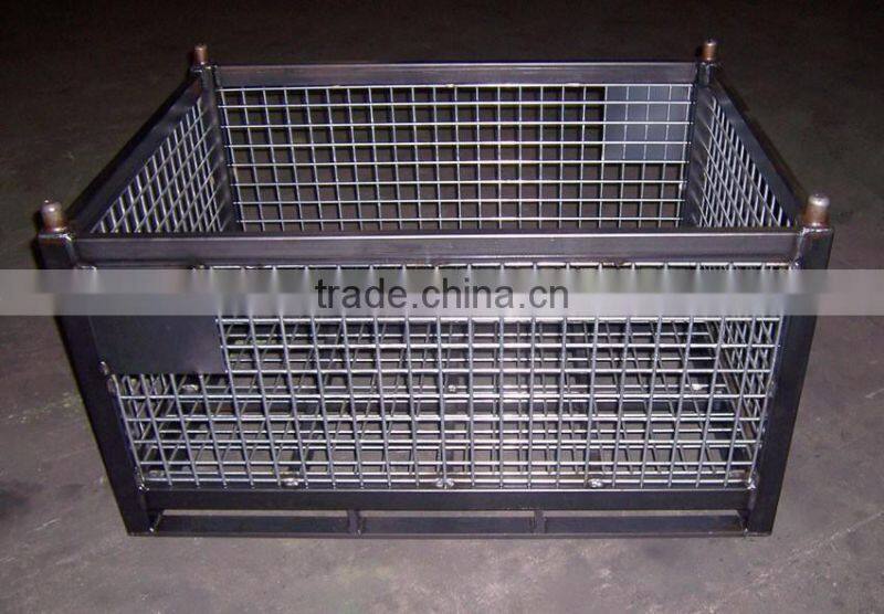 Heavy duty storage type custom size rigid steel metal wire mesh pallet industrial turnover box