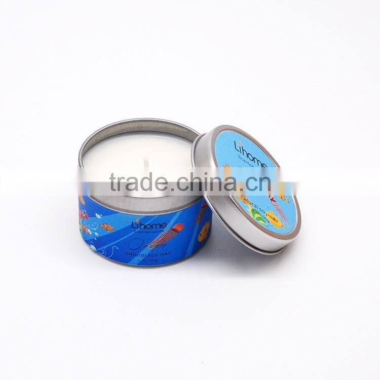 100% natural soy wax candle in metal jar , scented candle,natural essence candle