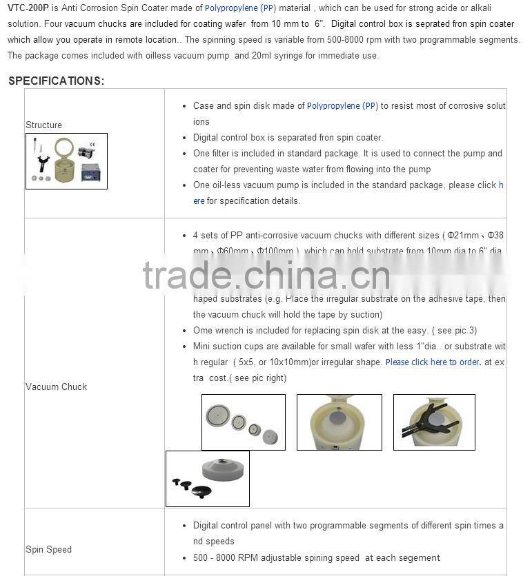 VTC-200P Anti-Corrosion Spin Coater