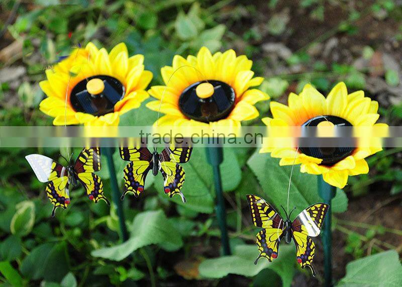 solar fluttering butterfly with sunflower flying butterfly sunflower fluttering butterfly garden decoration solar butterfly