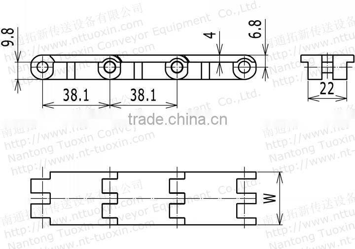 Straight Running Single Hinge Plastic Table Top Chain 820mini Series