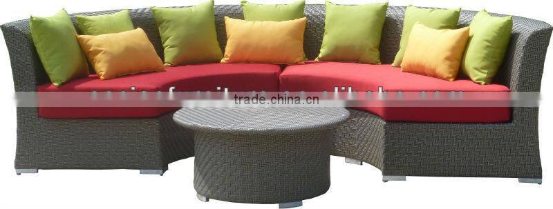 CF638 outdoor half round rattan sofa